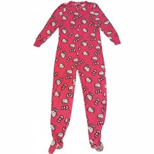 Sanrio | Hello Kitty Pink Patterned Women’s Fleece Pyjamas Zipper Footie